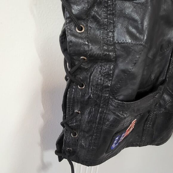 Diamond Plate Buffalo Leather Biker Vest - Picture 7 of 13